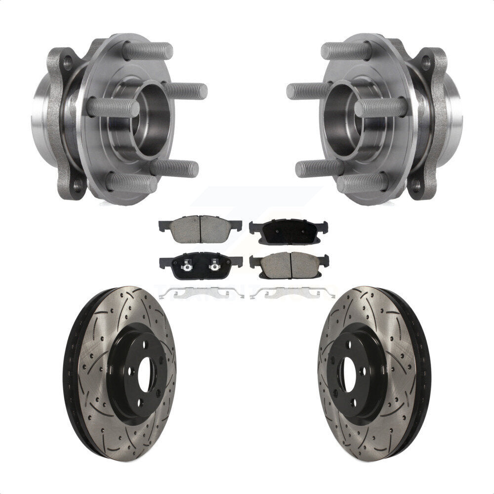 Hub Bearing Coated Drill Slot Brake Rotor Pads Front Kit For Lincoln Continental