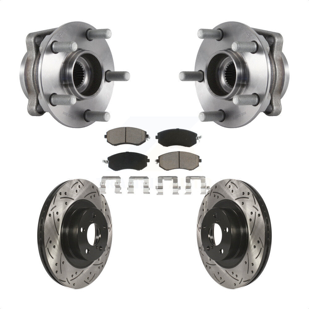 Hub Bearing Drilled Slot Brake Rotor Pad Front Kit For Subaru Forester Crosstrek