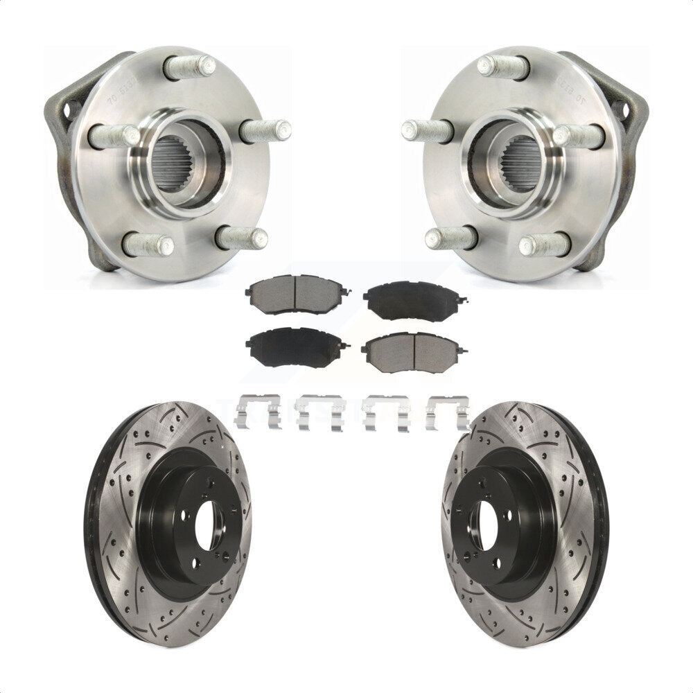 Hub Bearing Assembly Coat Drill Slot Brake Rotor Pad Front Kit For Subaru Legacy