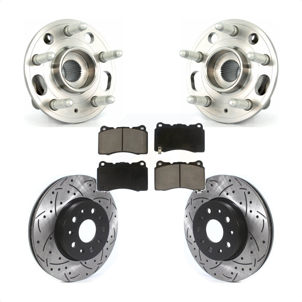 Hub Bearing Assembly Coat Drill Slot Brake Rotor Pads Front Kit For Cadillac CTS