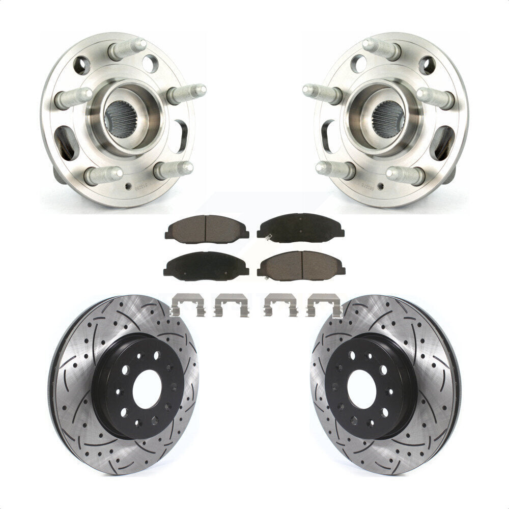 Hub Bearing Assembly Coat Drill Slot Brake Rotor Pads Front Kit For Cadillac CTS