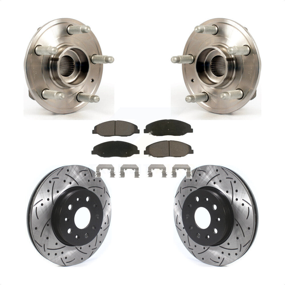 Hub Bearing Assembly Coat Drill Slot Brake Rotor Pads Front Kit For Cadillac CTS