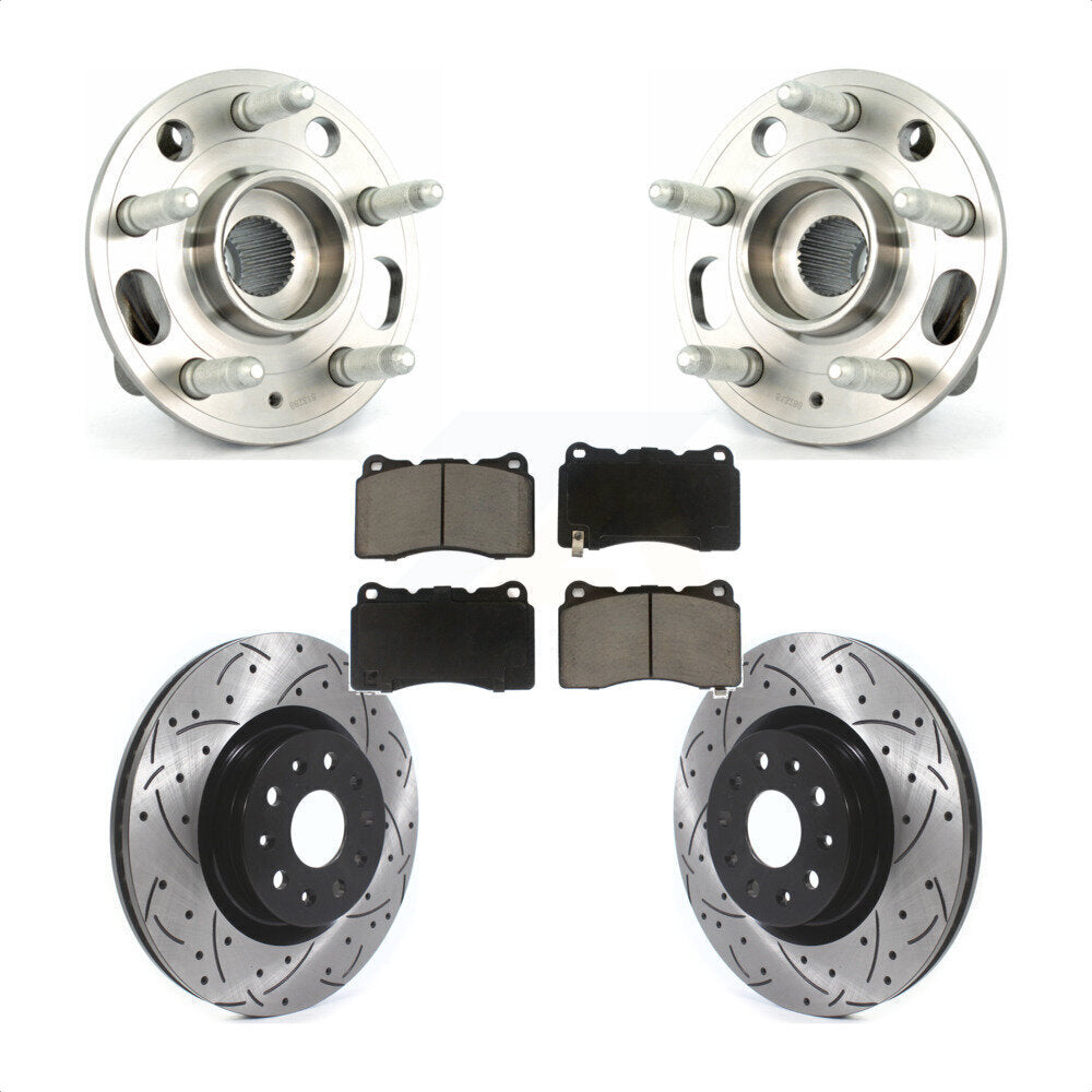 Hub Bearing Assembly Coat Drill Slot Brake Rotor Pads Front Kit For Cadillac CTS