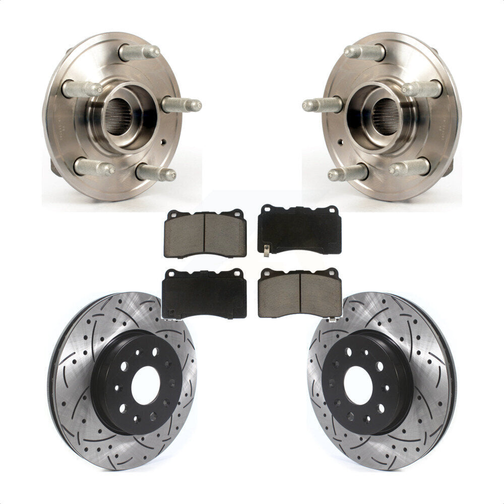 Hub Bearing Assembly Coat Drill Slot Brake Rotor Pads Front Kit For Cadillac CTS