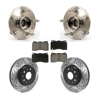 Hub Bearing Assembly Coat Drill Slot Brake Rotor Pads Front Kit For Cadillac CTS