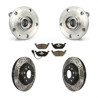 Hub Bearing Assembly Drilled Slot Brake Rotor Pad Front Kit For Volkswagen Jetta