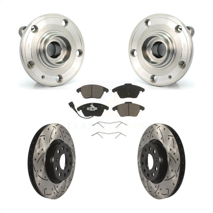 Hub Bearing Drill Slot Brake Rotor Pad Front Kit For Volkswagen Jetta Beetle GTI
