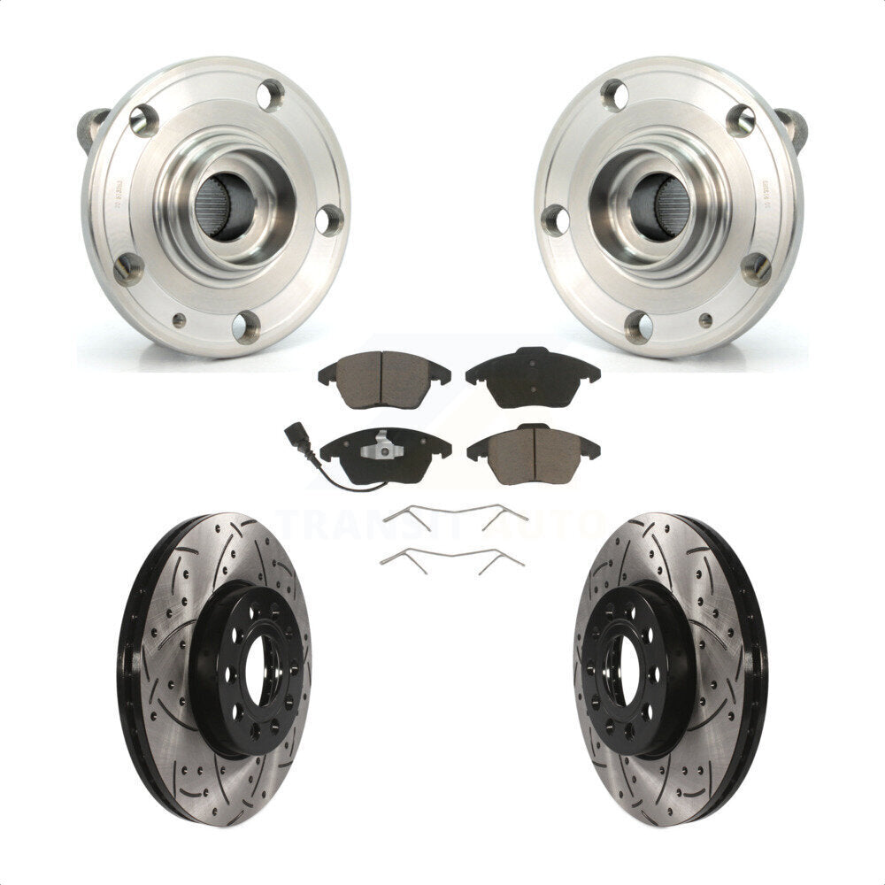 Hub Bearing Drill Slot Brake Rotor Pad Front Kit For Volkswagen Jetta Beetle Eos