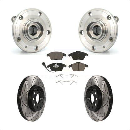 Hub Bearing Drill Slot Brake Rotor Pad Front Kit For Volkswagen Jetta Beetle Eos