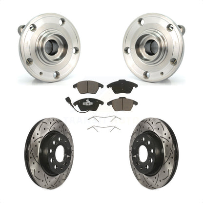 Hub Bearing Coat Drill Slot Brake Rotor Pad Front Kit For Volkswagen GTI Audi A3