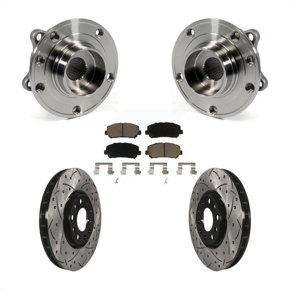Hub Bearing Drilled Slot Brake Rotor & Pad Front Kit For Chrysler 200 Dodge Dart