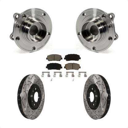 Hub Bearing Drilled Slot Brake Rotor & Pad Front Kit For Chrysler 200 Dodge Dart