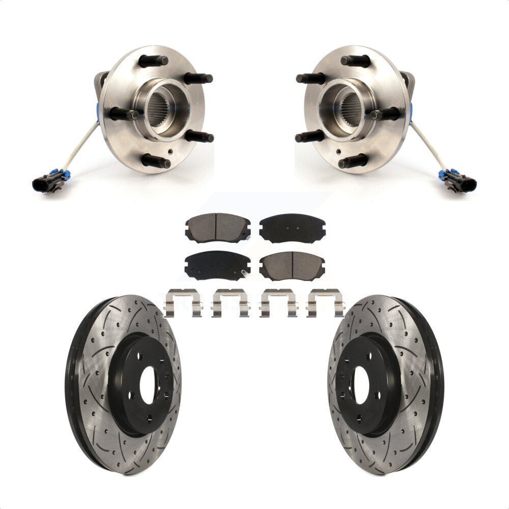 Hub Bearing Assembly Drill Slot Brake Rotor Pads Front Kit For 2010 Buick Allure