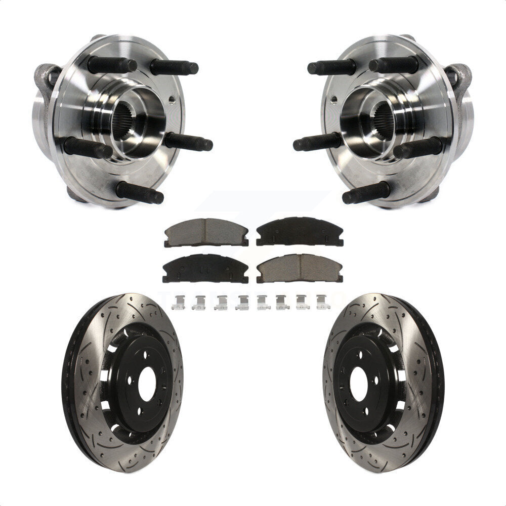 Hub Bearing Drilled Slot Brake Rotor Pads Front Kit For Ford Taurus Police Sedan