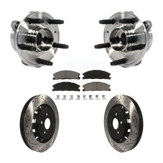 Hub Bearing Drilled Slot Brake Rotor Pads Front Kit For Ford Taurus Police Sedan