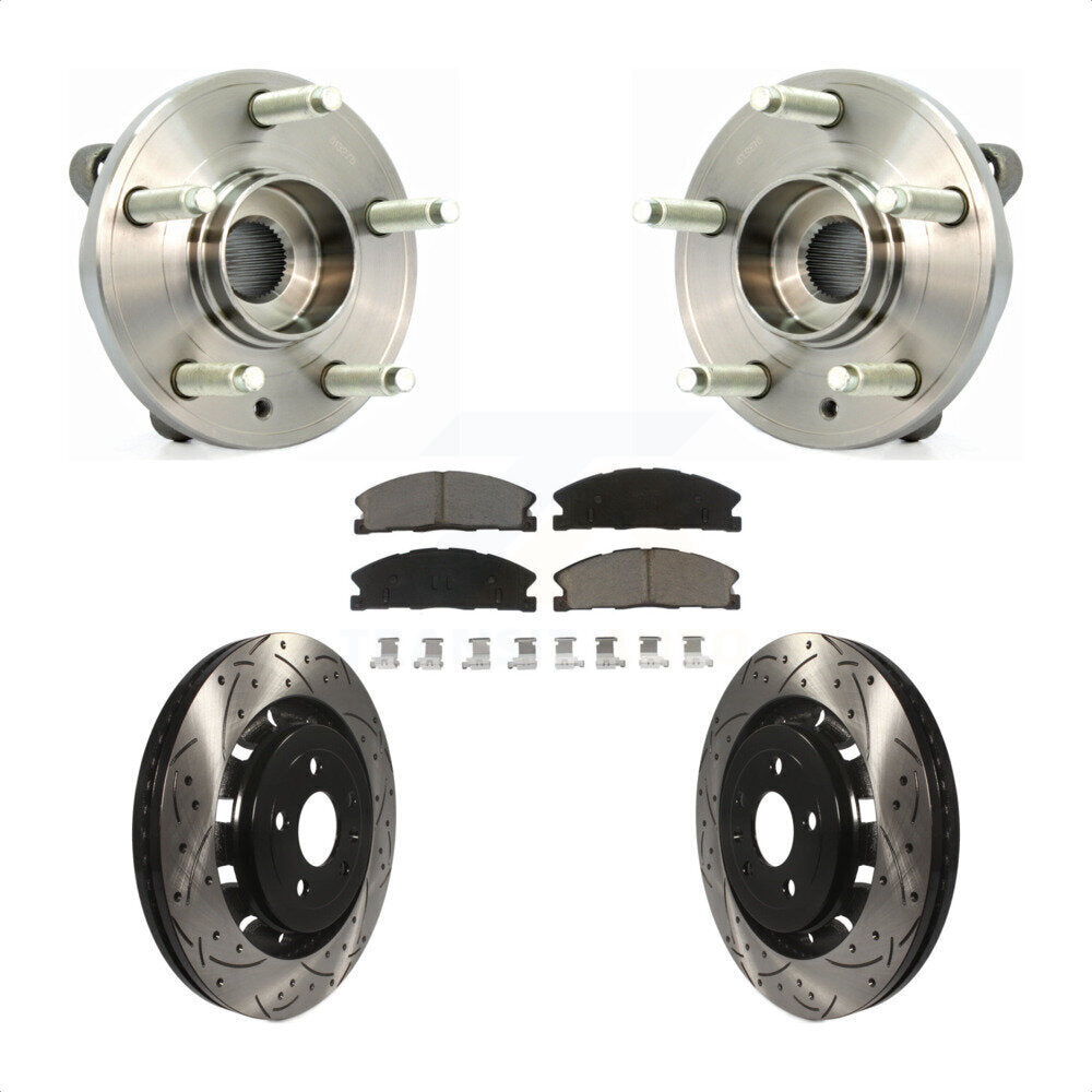 Hub Bearing Drilled Slot Brake Rotor Pads Front Kit For Ford Flex Taurus Lincoln
