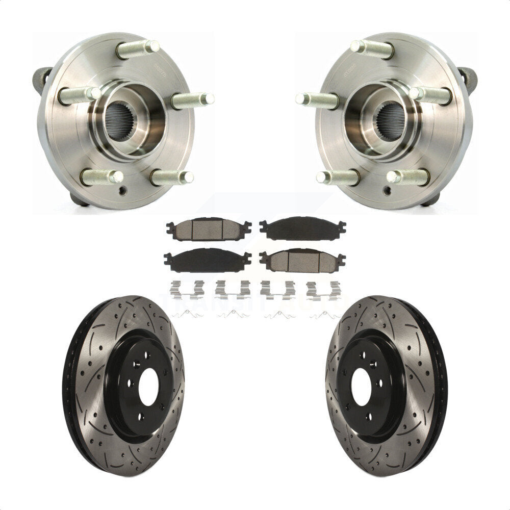 Hub Bearing Drilled Slot Brake Rotor Pads Front Kit For Ford Flex Taurus Lincoln