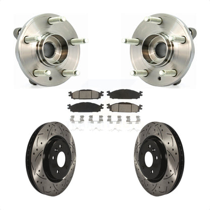 Hub Bearing Drilled Slot Brake Rotor Pads Front Kit For Ford Flex Taurus Lincoln