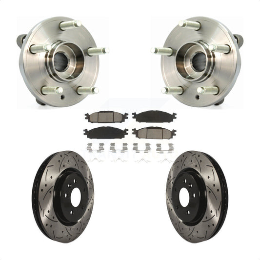 Hub Bearing Drilled Slot Brake Rotor Pads Front Kit For Ford Flex Taurus Lincoln