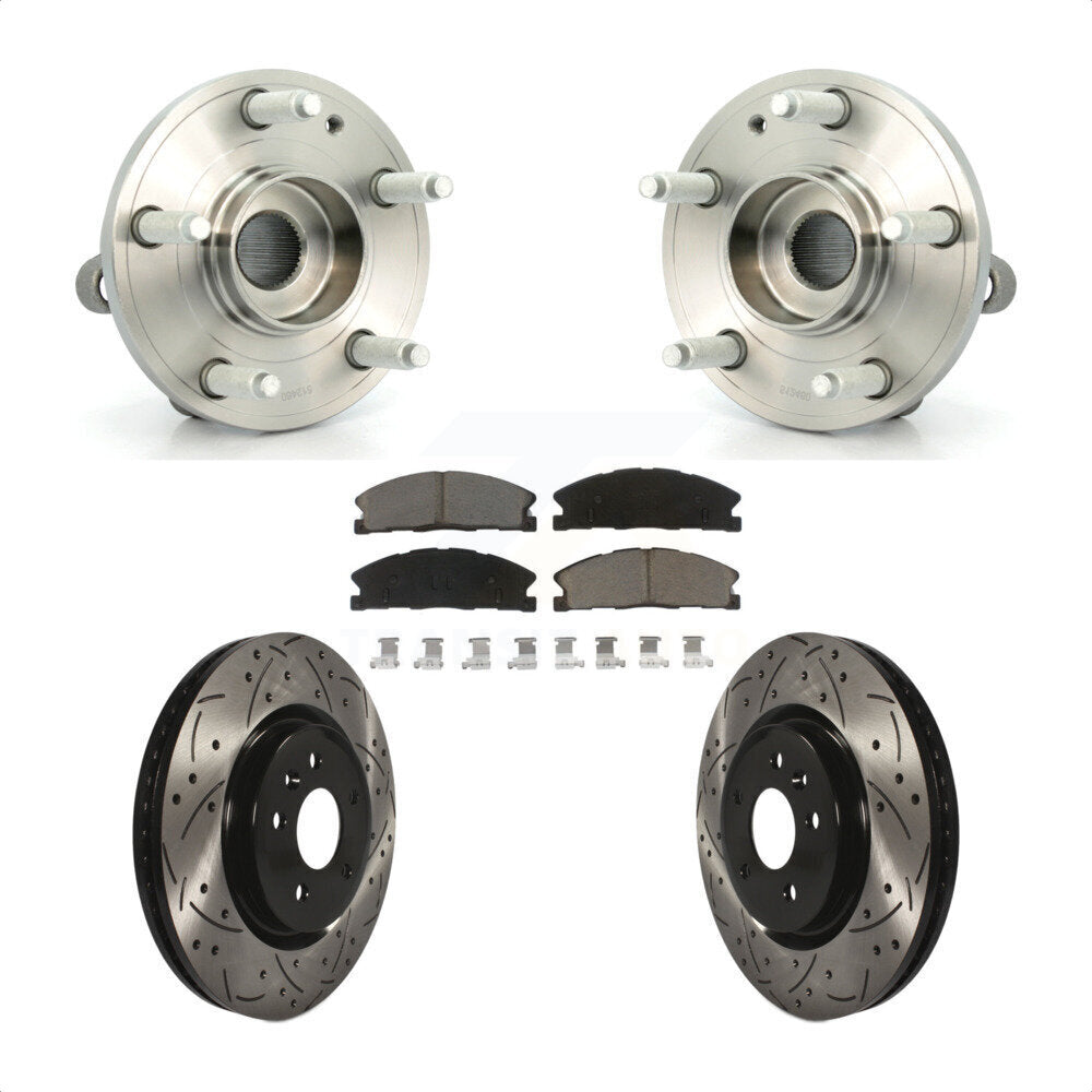 Hub Bearing Drilled Slot Brake Rotor Pads Front Kit For 2013 Ford Explorer Sport
