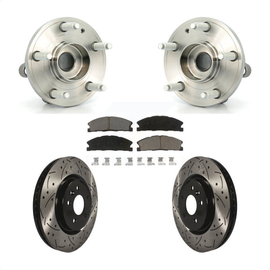 Hub Bearing Drilled Slot Brake Rotor Pads Front Kit For 2013 Ford Explorer Sport