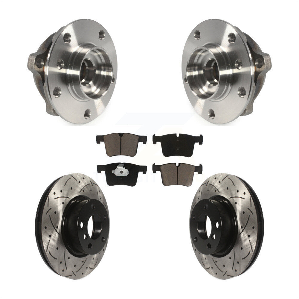 Hub Bearing Assembly Coated Drilled Slot Brake Rotor Pad Front Kit For BMW X3 X4