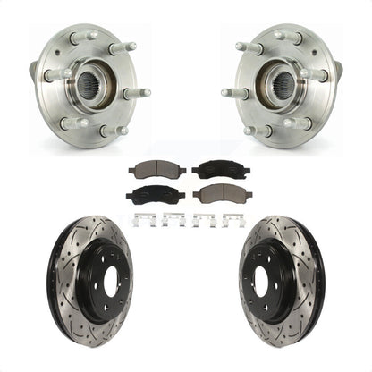 Hub Bearing Drilled Slot Brake Rotor Pads Front Kit For GMC Acadia Buick Enclave