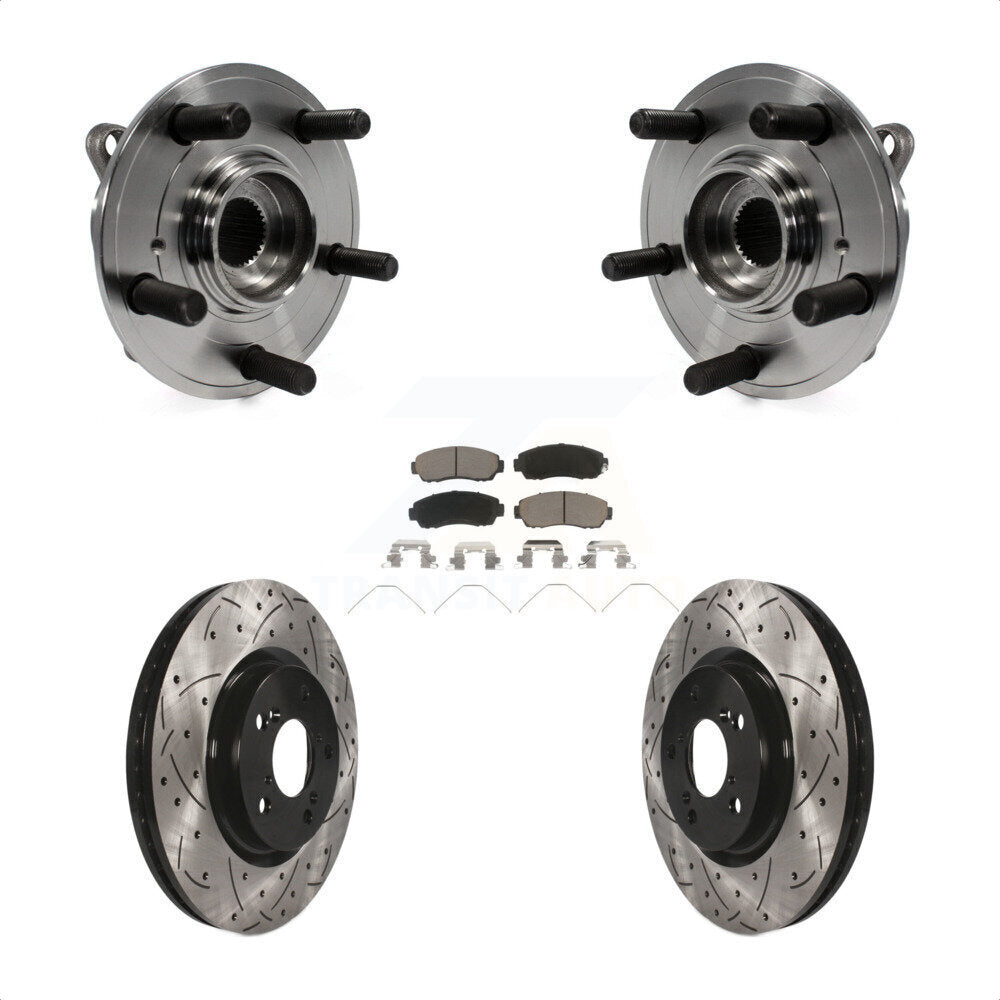 Hub Bearing Drilled Slot Brake Rotor & Pad Front Kit For 2011-2014 Honda Odyssey