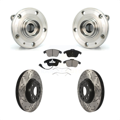 Hub Bearing Drill Slot Brake Rotor Pad Front Kit For Volkswagen Tiguan Passat Q3