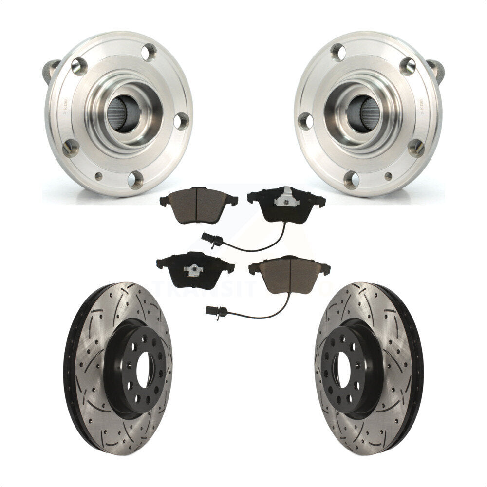 Hub Bearing Assembly Coat Drill Slot Brake Rotor Pad Front Kit For Volkswagen CC