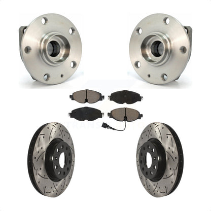 Hub Bearing Drilled Slot Brake Rotor Pads Front Kit For Volkswagen Golf Alltrack