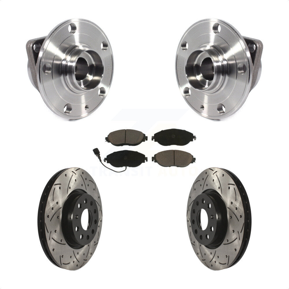 Hub Bearing Coat Drill Slot Brake Rotor Pads Front Kit For Volkswagen GTI Arteon
