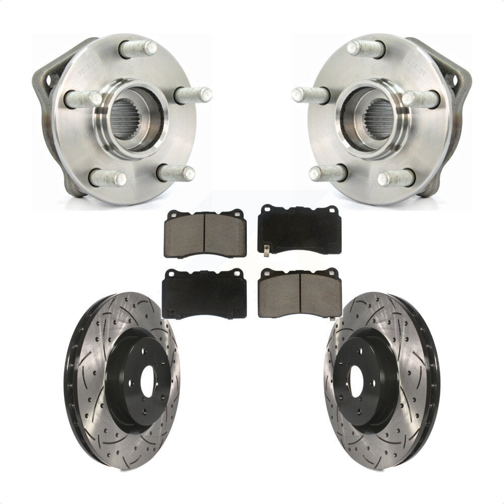 Hub Bearing Drill Slot Brake Rotor Pads Front Kit For 14 Subaru WRX Limited Base