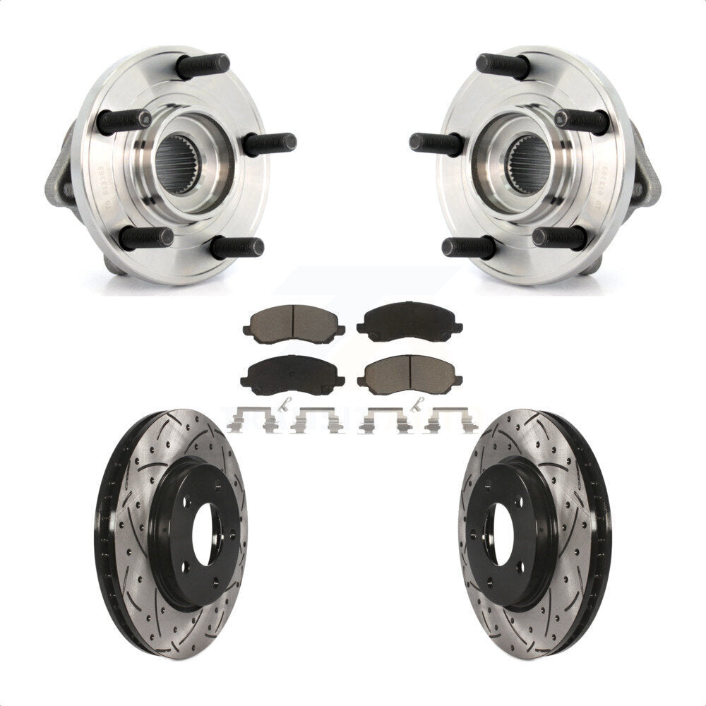 Hub Bearing Drill Slot Brake Rotor Pad Front Kit For 09 Dodge Caliber R/T/SXT/SE