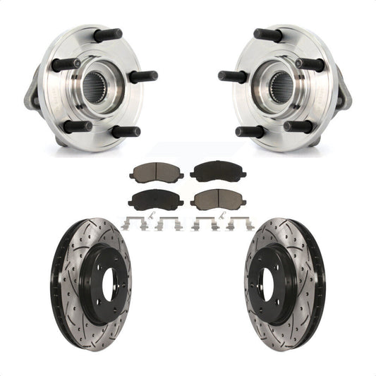 Hub Bearing Drill Slot Brake Rotor Pad Front Kit For 09 Dodge Caliber R/T/SXT/SE