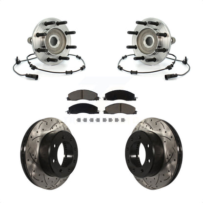 Hub Bearing Drilled Slot Brake Rotor & Pad Front Kit For Dodge Ram 2500 3500 4WD