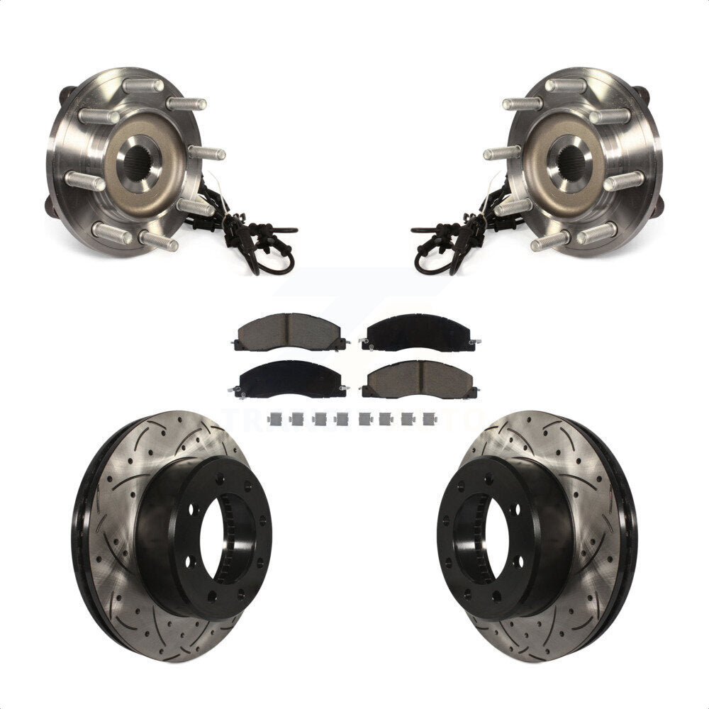 Hub Bearing Assembly Coat Drill Slot Brake Rotor Pad Front Kit For Ram 2500 3500
