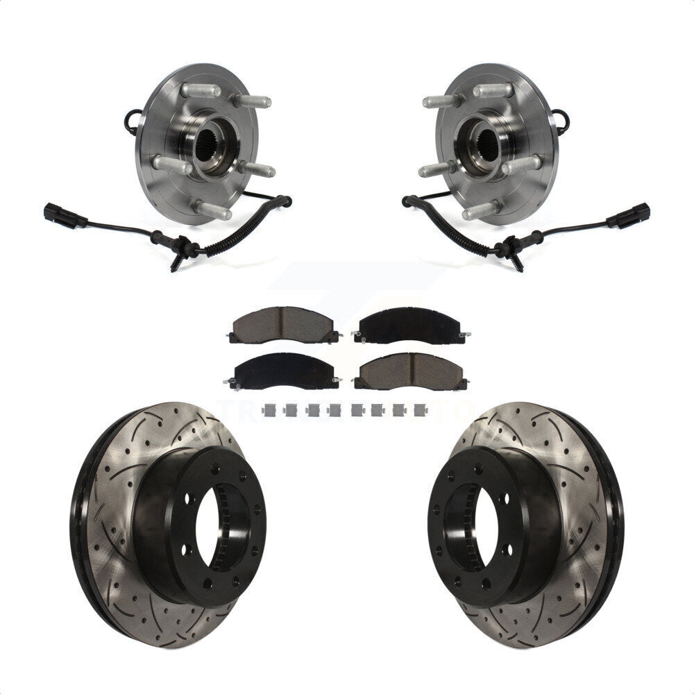 Hub Bearing Drill Slot Brake Rotor Pads Front Kit For Ram 1500 With 8 Lug Wheels