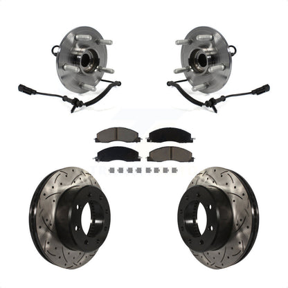 Hub Bearing Drill Slot Brake Rotor Pads Front Kit For Ram 1500 With 8 Lug Wheels