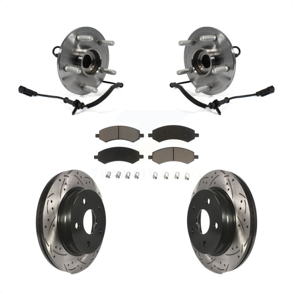Hub Bearing Coated Drill Slot Brake Rotor Pad Front Kit For Ram 1500 Classic 4WD