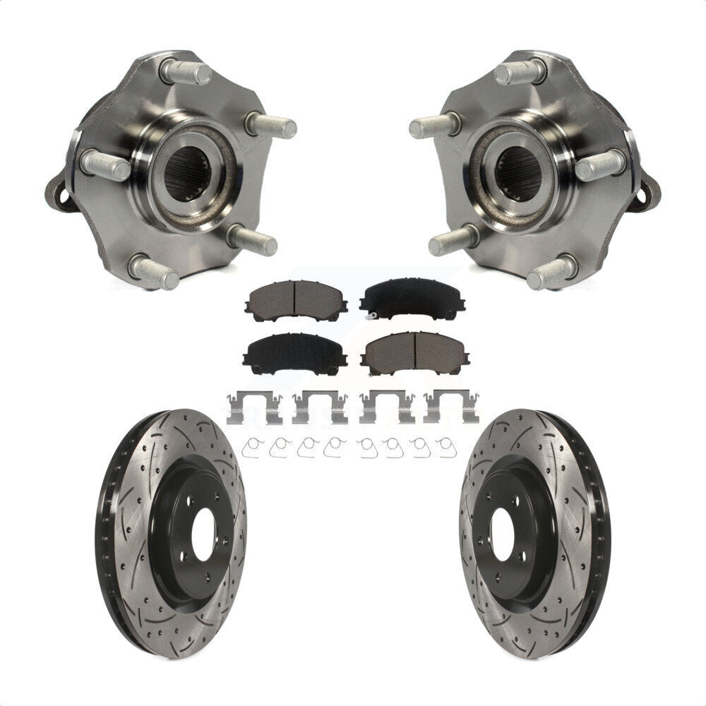 Hub Bearing Assembly Coat Drill Slot Brake Rotor Pads Front Kit For Nissan Rogue