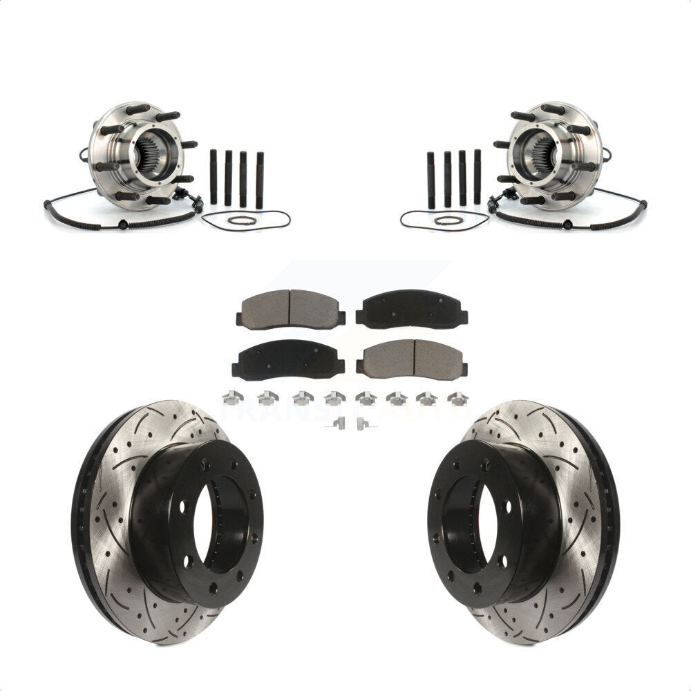 Hub Bearing Drill Slot Brake Rotor Pad Front Kit For Ford F-250 Super Duty F-350
