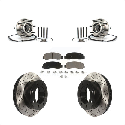 Hub Bearing Drill Slot Brake Rotor Pad Front Kit For Ford F-250 Super Duty F-350