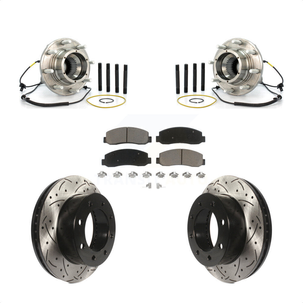 Hub Bearing Coat Drill Slot Brake Rotor Pads Front Kit For Ford F-250 Super Duty