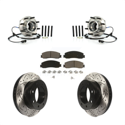 Hub Bearing Drill Slot Brake Rotor Pad Front Kit For Ford F-350 Super Duty F-250