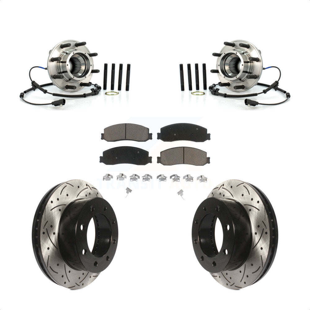 Hub Bearing Drill Slot Brake Rotor Pad Front Kit For Ford F-350 Super Duty F-250