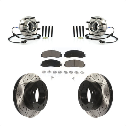 Hub Bearing Drill Slot Brake Rotor Pad Front Kit For Ford F-350 Super Duty F-250