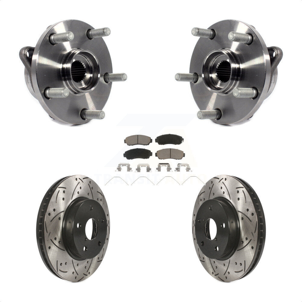Hub Bearing Drilled Slot Brake Rotor Pads Front Kit For 16-19 Subaru Legacy 2.5L