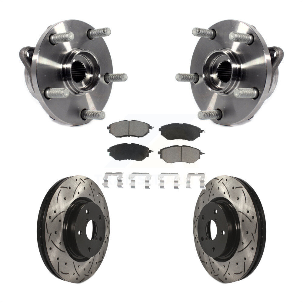Hub Bearing Drilled Slot Brake Rotor Pad Front Kit For Subaru Outback WRX Legacy