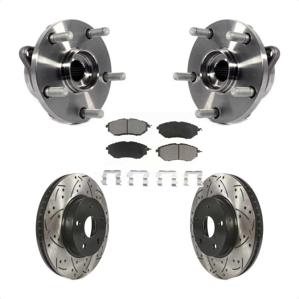 Hub Bearing Drilled Slot Brake Rotor & Pad Front Kit For 2015 Subaru Legacy 2.5L